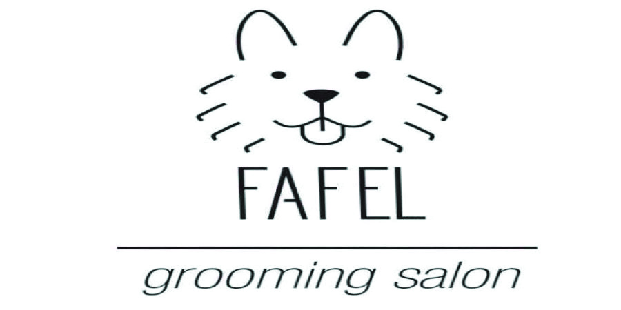 Logo marki Fafel - grooming salon. Rysunek psa narysowany ołówkiem